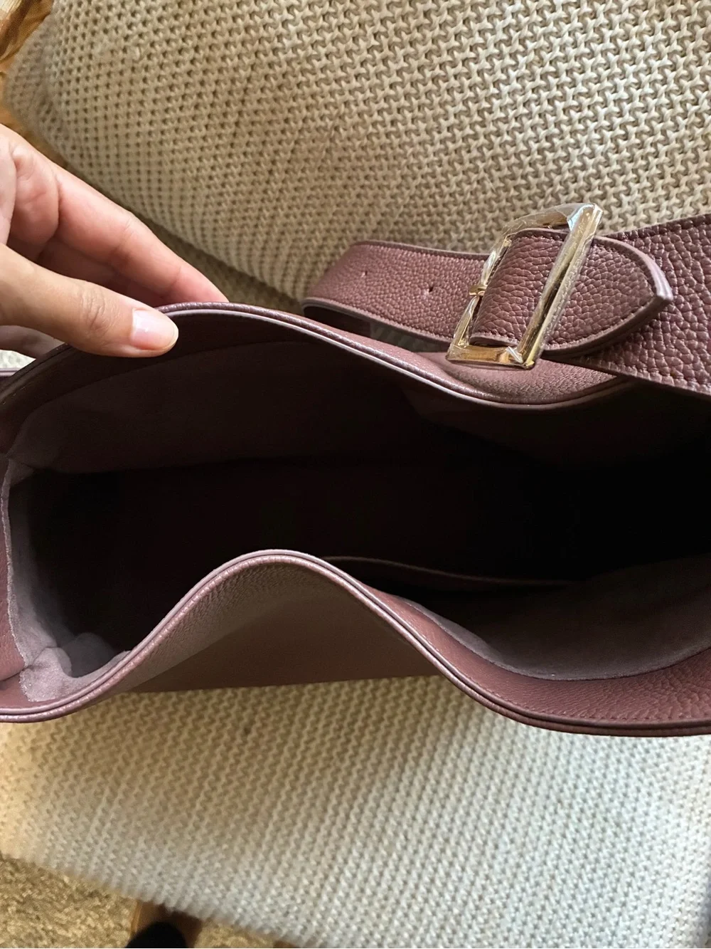 All on seven pebbled leather chocolate bag